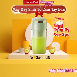 Máy Xay Sinh Tố Cầm Tay Bear Dao 6 Lưỡi Dung Tích 300ML Sạc Type C Công Suất 50W (Tặng Bộ Cáp Sạc)