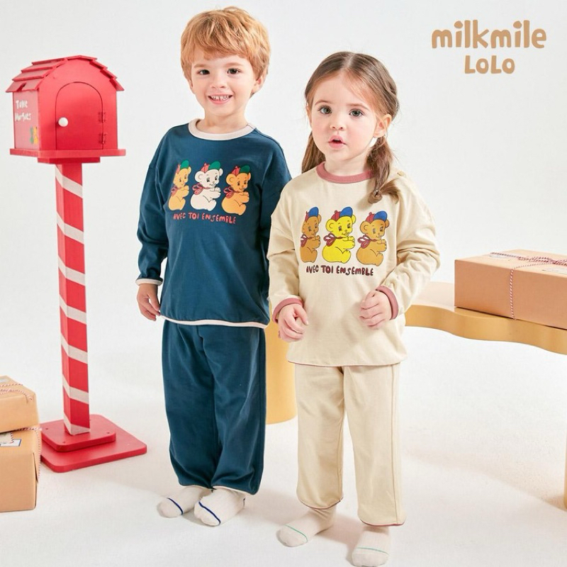 (size 4/5T, 9/10Y, 11/12Y, 13/15Y) Bộ cotton mỏng mềm Milkmile xuất Hàn dư xịn