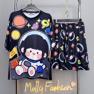 Set đồ bộ hoạt hình ❤️ Bộ mặc nhà Cartoon SPACE RORO BST04 form rộng Freesize Molly Fashion