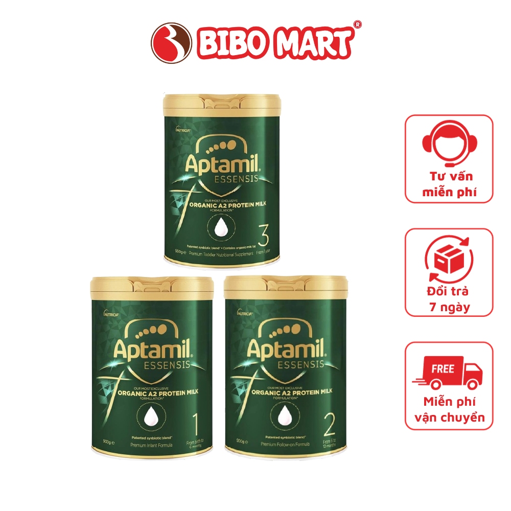 Sữa Aptamil Essensis Úc Organic Chứa Đạm Sữa A2 Chất Lượng Cao Số 1 2 3 Cho Bé Từ 0 Tháng 900g - Bibo Mart