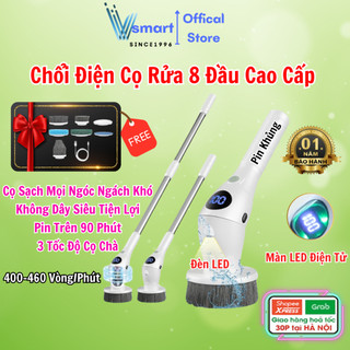 Chổi Cọ Nhà Vệ Sinh Bằng Điện, Máy Cọ Rửa Đa Năng Không Dây, Chổi Cọ Nhà Tắm Bồn Cầu Toilet 8 Đầu Tiện Lợi