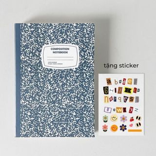  Vở 500 trang kẻ ngang bìa bồi cứng tặng kèm sticker Crabit Composition 