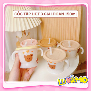 Cốc tập uống, tập hút 3 giai đoạn 150ml chất liệu silicon an toàn cho bé ăn dặm AD29