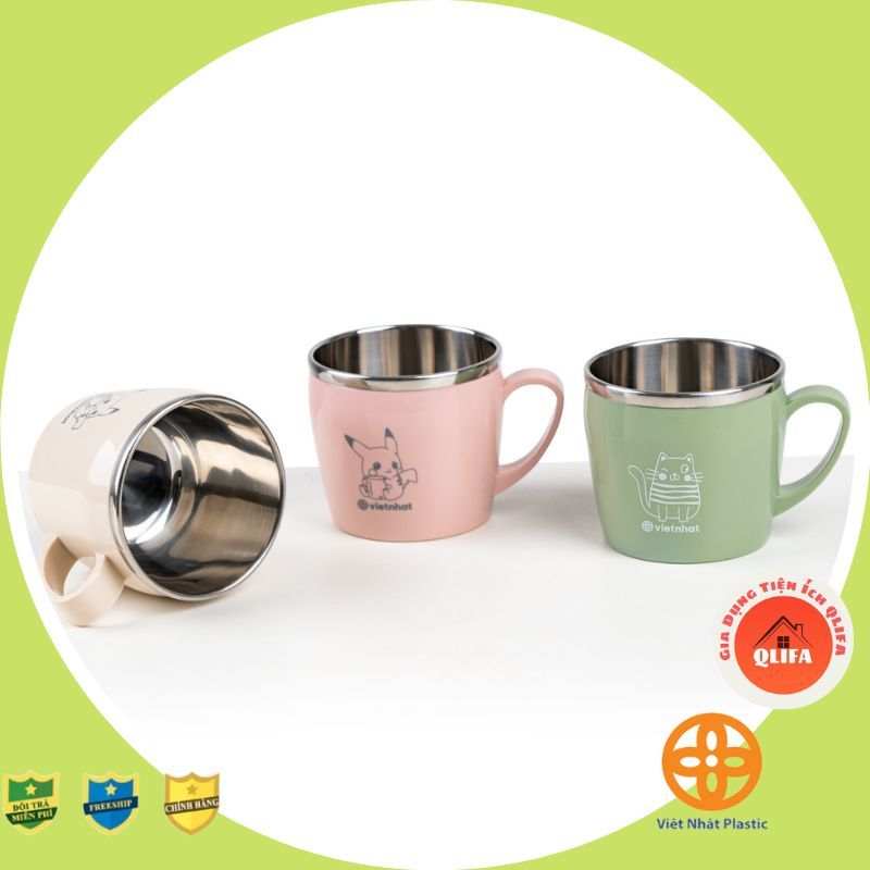 Cốc giữ nhiệt INOX 2 lớp dung tích 350ml thương hiệu Việt Nhật Kích thước: M8xĐ6.5xC7 (cm)