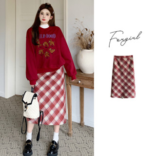 Chân váy dạ kẻ caro Forgirl cạp khóa xẻ tà dáng dài dáng ngắn T010