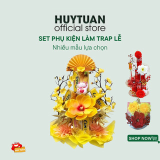 Set phụ kiện VIP làm cháp oản, tháp bánh, tháp bia - Hoa cúc mẫu đơn mộc lan to nhiều màu trang trí Tết