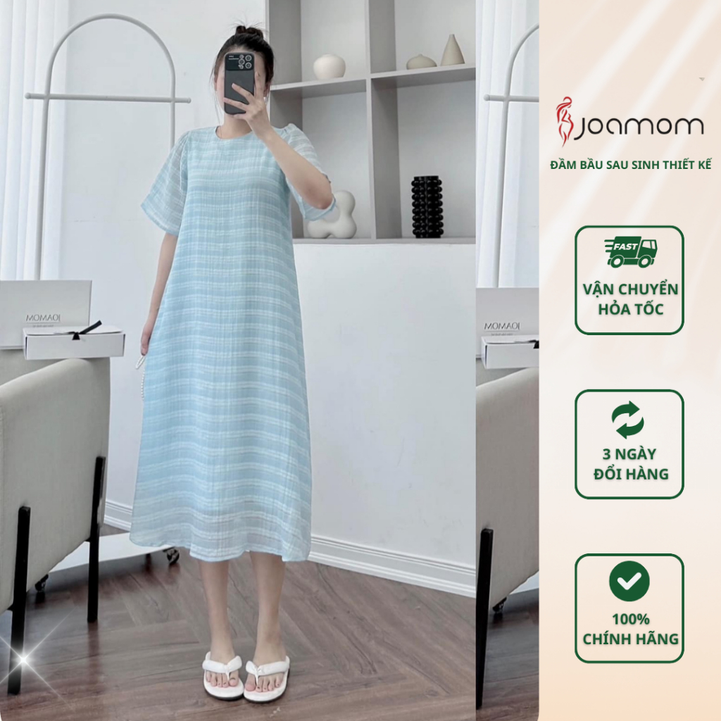 Váy đầm bầu và sau sinh Joamom suông tơ vân 5 màu V349