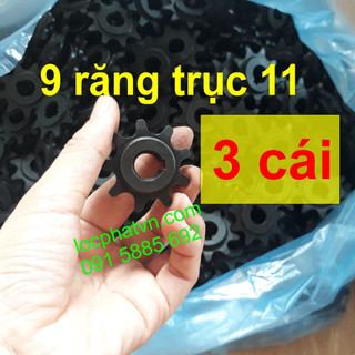 Combo 3 nhông xe đạp trục 11 - Nhông xe đạp điện 9 Răng - Bánh răng - Lỗ Trong 11 mm - Nhông motor 3NT11