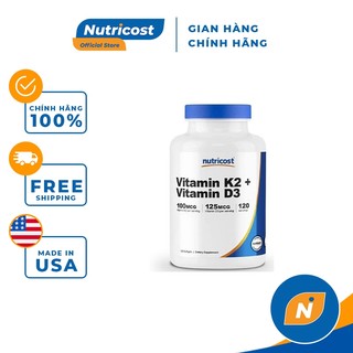 Viên Uống Tăng Sức Đề Kháng, Bổ Xương Khớp Nutricost Vitamin D3 K2