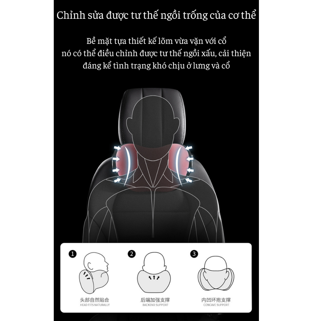 Gối Tựa Đầu Ô Tô Tựa Lưng AWESOME Cao Cấp ,Chất Liệu Cao Su Non Chống Đau Mỏi Chống Thấm Mồ Hôi Cotton 100% (Mã BGX01) | BigBuy360 - bigbuy360.vn