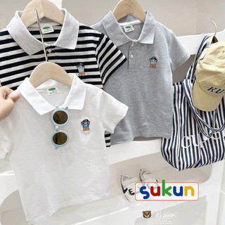 Áo thun Polo bé trai hãng Kacady hình cực yêu SUKUN Áo cổ bẻ cho bé Kun kids Quần áo bé trai