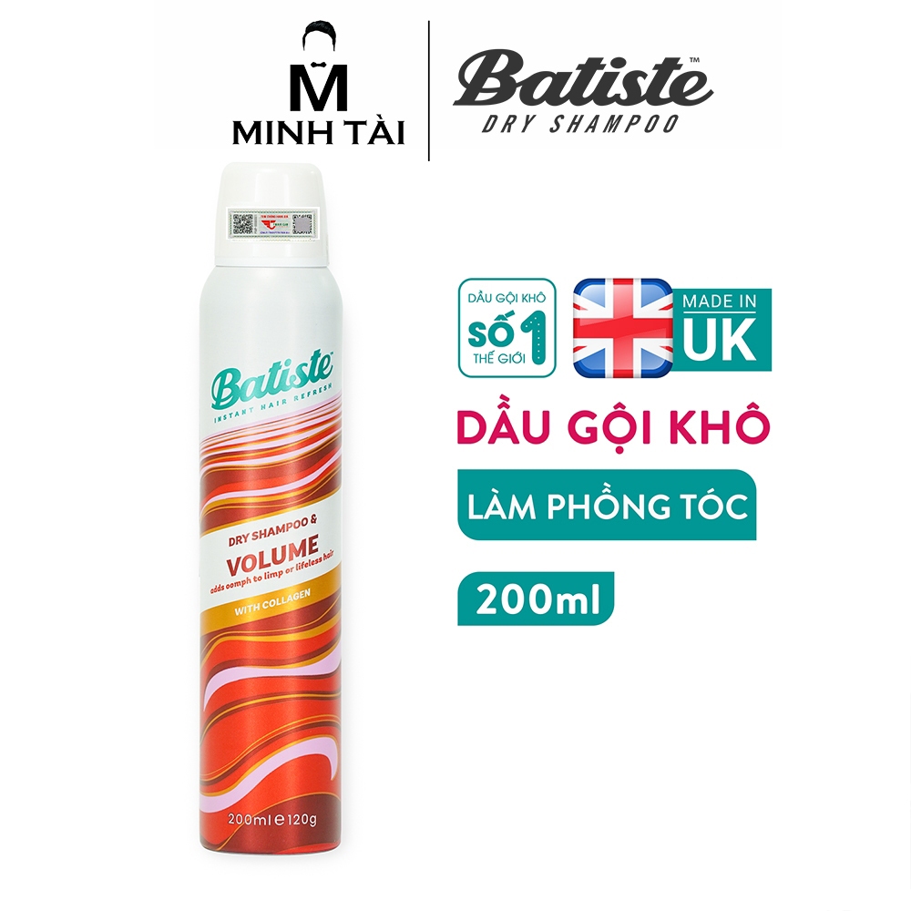 Dầu Gội Khô Batiste Dry Shampoo VOLUME Giúp Làm Phồng Tóc 200ml