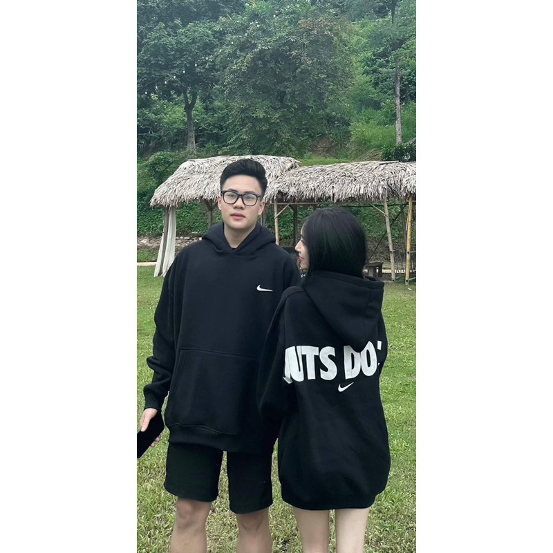 Áo hoodie form rộng họa tiết in chữ JUST DO IT nam nữ mặc đều đẹp