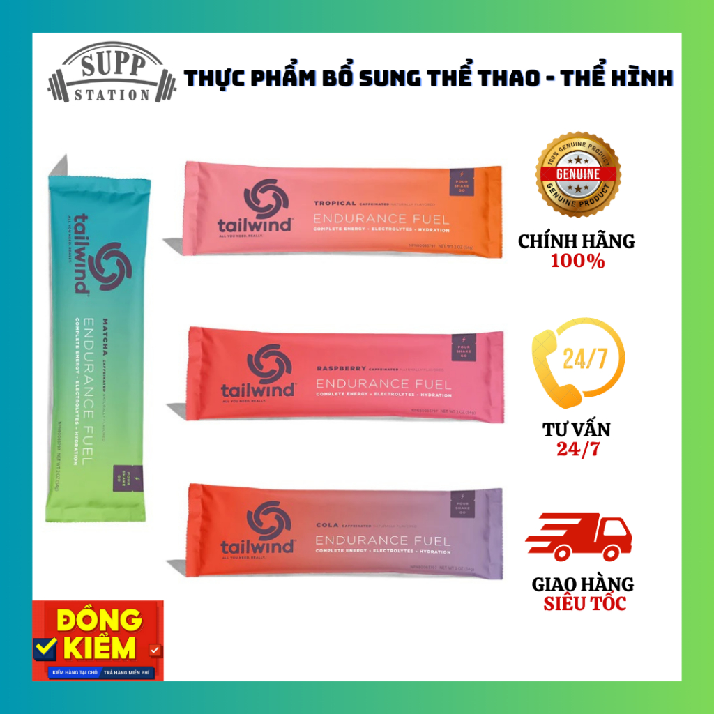 [CHÍNH HÃNG] BỘT NĂNG LƯỢNG TAILWIND CAFFEINATED - ENDURANCE FUEL CAFFEINATED - 2 lần dùng