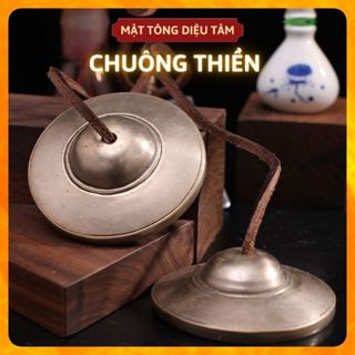 Chuông thiền Tây Tạng Tingsha Cymsha Cymbals Chiêng đồng thủ công Phật giáo Chuông Yoga Chập Cheng-Chũm Chọe có bao gấm