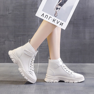 Giày MWC 0601 - Giày Thể Thao Nữ Dáng Sneaker Chất Da Trơn Cổ Cao Quai Dán