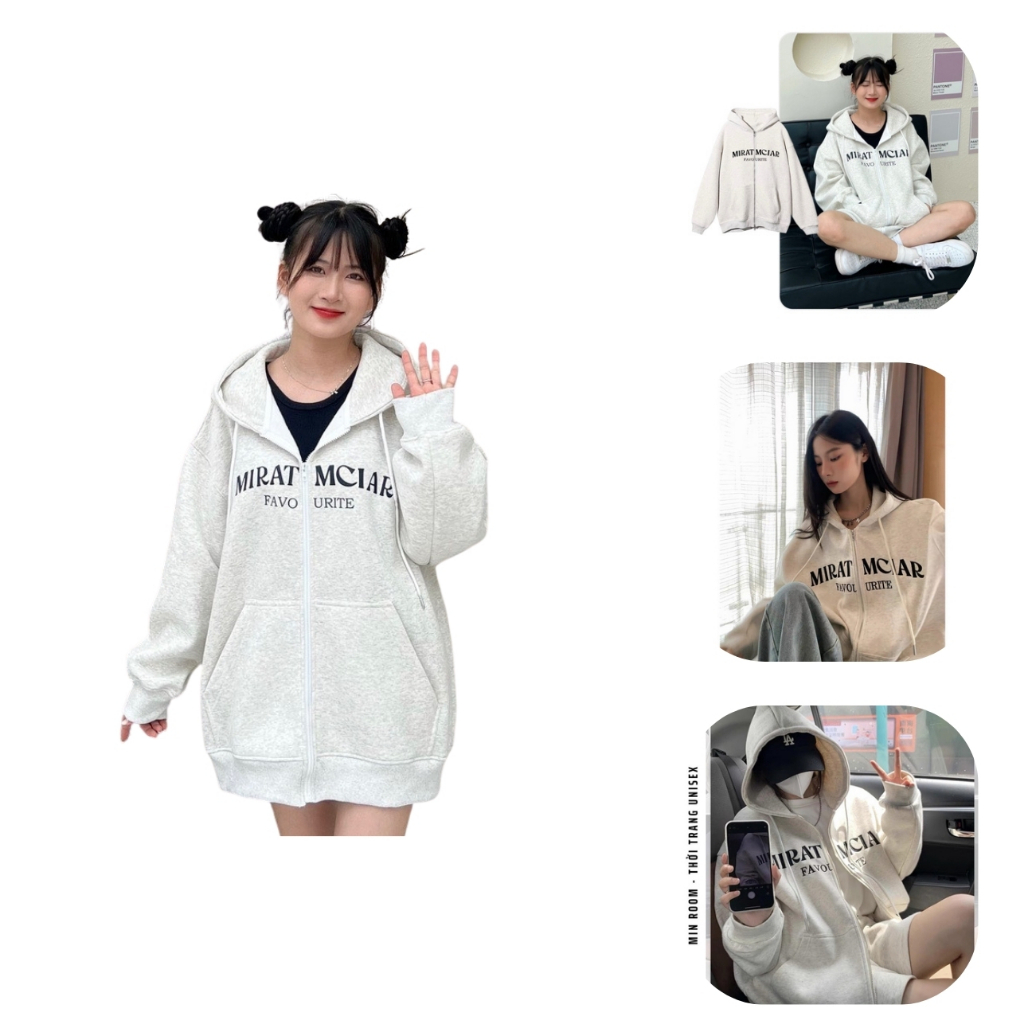 Áo Hoodie Xám Tiêu MIRATMCIAR phong cách Hàn Quốc trẻ trung, chất liệu nỉ bông cực dày dặn