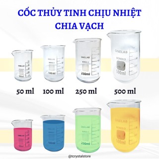 Cốc thuỷ tinh, beaker thấp thành chịu nhiệt ONELAB 50 100 250 500 ml |Tcrystalstore