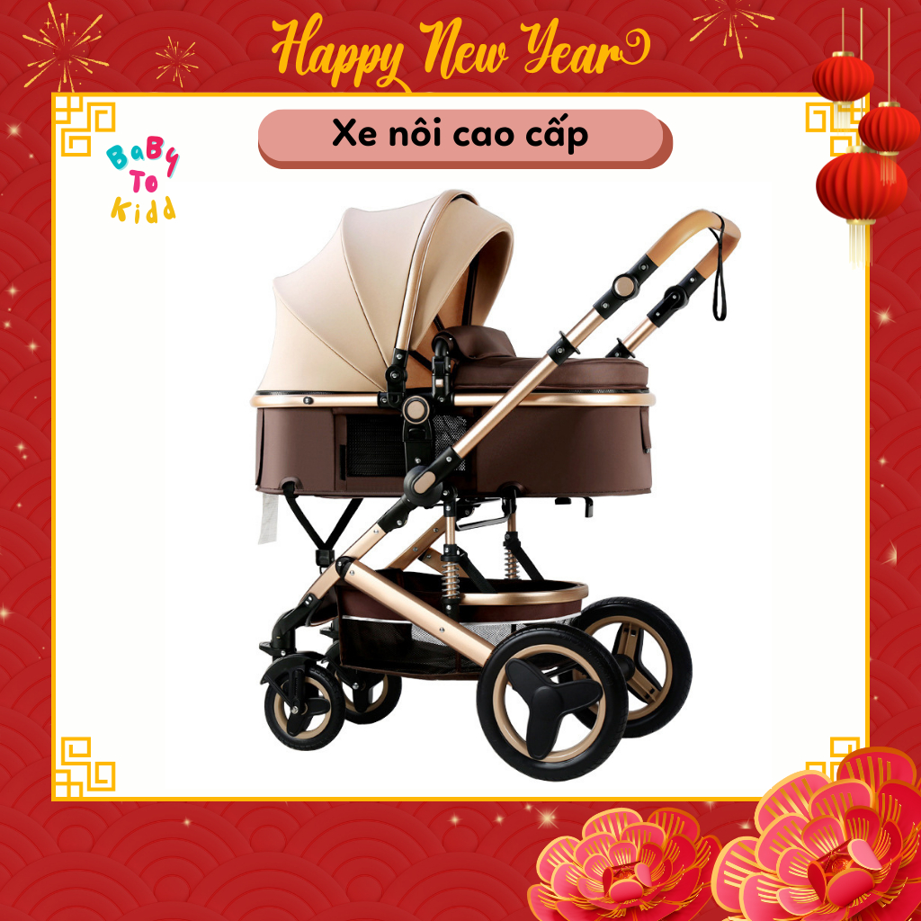 Xe đẩy em bé sơ sinh cao cấp gấp gọn hai chiều đa tính năng cho bé, xe đẩy giảm xóc kép giảm chấn - MK056