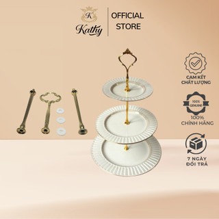 Bộ 3 Thanh Trụ Đỡ Đĩa Ba Tầng Mạ Vàng Sang Trọng, Tinh Tế