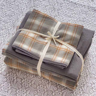 Bộ chăn ga gối đũi kẻ muji hàng nhập khẩu full set 4 món