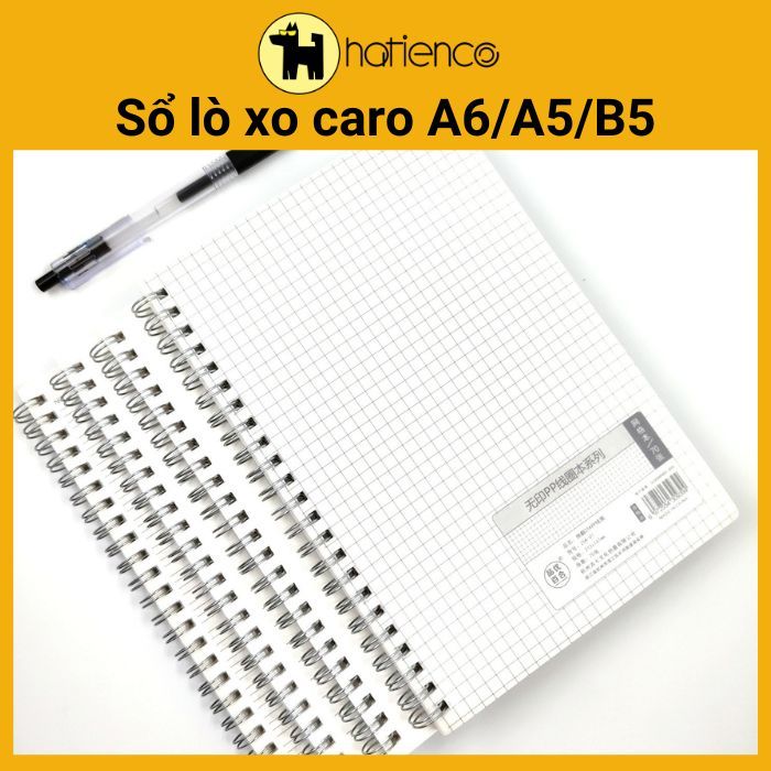 Sổ lò xo, sổ caro A6/A5/B5 còng xoắn bìa nhựa trong Bullet Journal