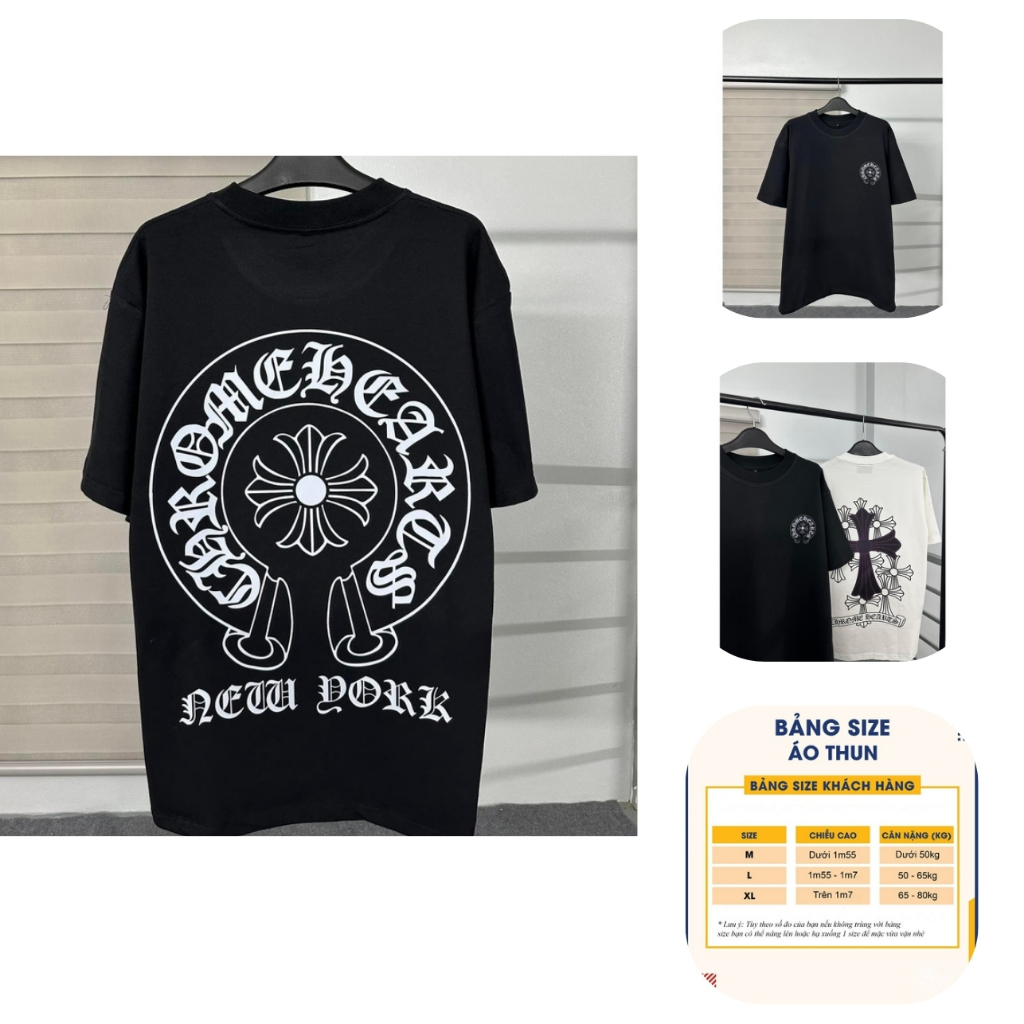 Áo Thun Unisex Chrome Hearts Form Unisex, áo phông dáng rộng vải cotton thoáng mát