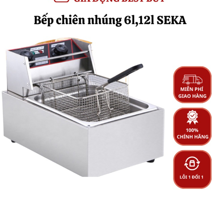 Bếp chiên ngập dầu, chiên nhúng điện 6l Seka, công suất 2500w