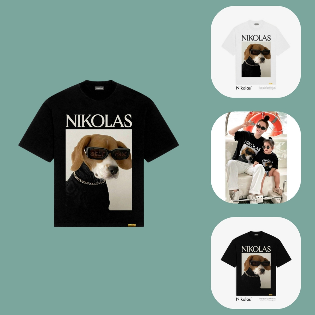 Áo thun Unisex Nikolas THE DOG, Áo Phông Nam Nữ vải cotton phom unisex dễ mặc thoáng mát