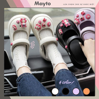 Dép cross sục nữ đế cao 6cm Sticker gấu dâu Lotso Mayto kiểu sandal quai hậu dễ thương hot trend Ulzzang Hàn Quốc CS-11