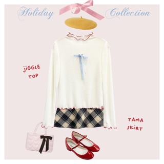 BLEUBIRD Áo cotton dài tay đính nơ Jiggle Top