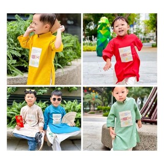Áo dài cách tân bé trai chất linen
