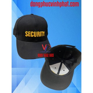 Mũ nón kết đen thêu chữ, nón kết bảo vệ nón kết in logo cao cấp, nón kết thêu security