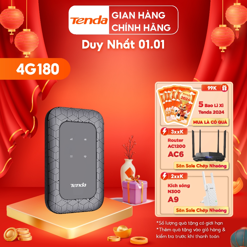 Tenda Bộ phát Wifi di động 4G LTE 4G180 - Hãng phân phối chính thức