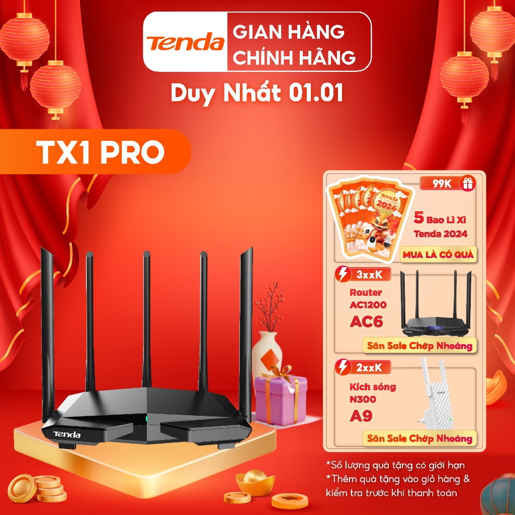 Tenda Thiết bị phát Wifi TX1 Pro Chuẩn Wifi 6 AX1500Mbps - Hãng phân phối chính thức