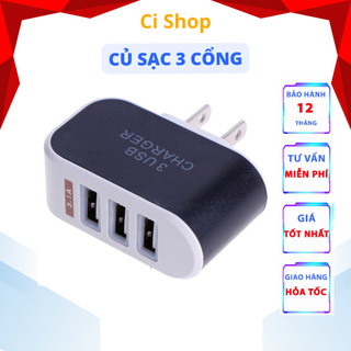 Cốc Sạc 3 Cổng, Củ sạc Usb Thiết Kế Thông Minh Tiện Dụng