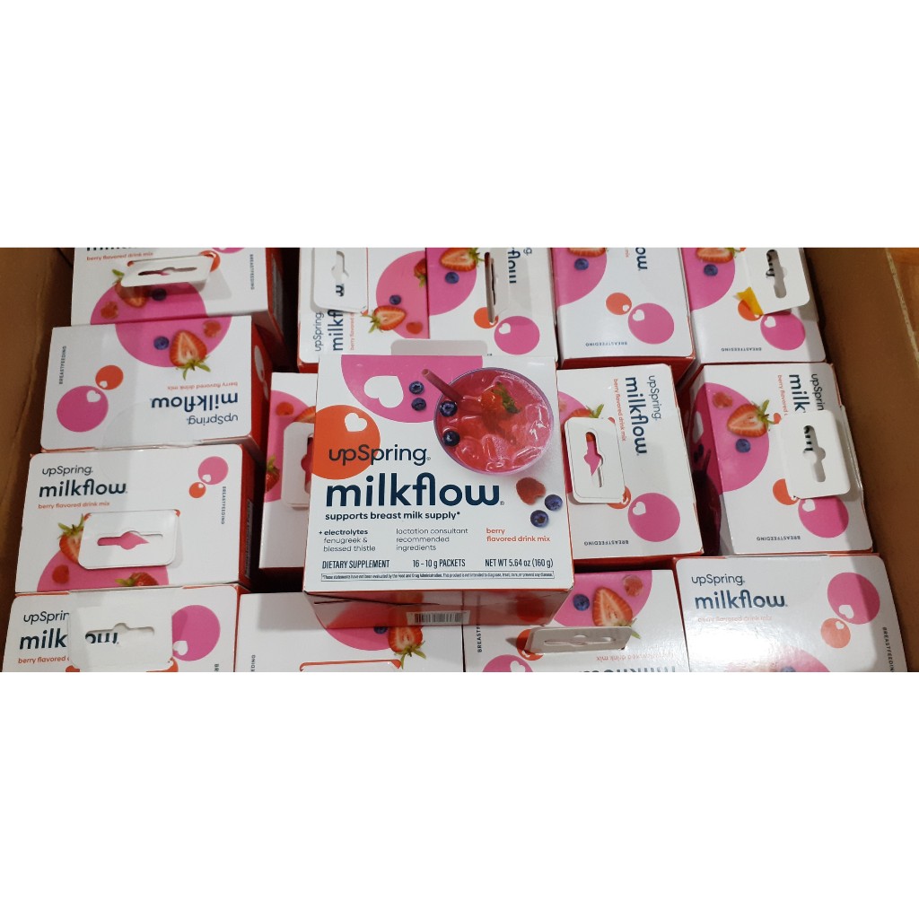Lợi sữa UpSpring Milkflow Supplement Drink dạng ngũ cốc vị dâu 270g Mỹ (8gói)