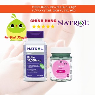 Hỗ trợ mọc tóc khỏe móng Natrol Biotin Maximum Strength 10000mcg, Mỹ (100v)