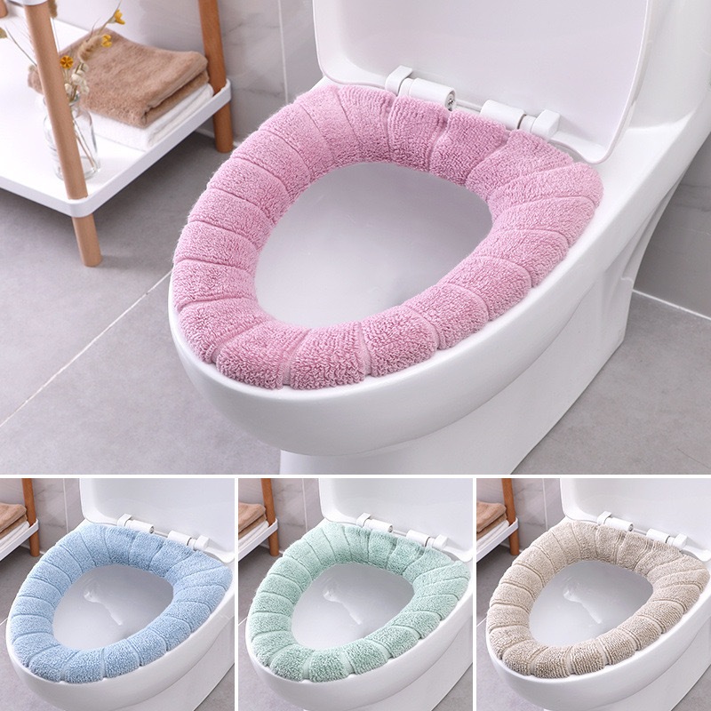 Lót bồn cầu mùa đông có dây kéo, Miếng lót bồn cầu chống lạnh loại nỉ dày sử dụng nhiều lần 88205