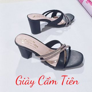 Giày sandal cao gót nữ size nhỏ , ( big sze) size 33 đến 44 CẨM TIÊN gót 3cm,5cm, 7cm quai chéo đính đá (ảnh thật )