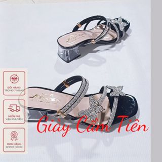 Giày sandal cao gót nữ size nhỏ , ( big sze) size 33 đến 44 CẨM TIÊN gót 3cm,5cm, 7cm , 9cm quai ngang đính đá (ảnh thật