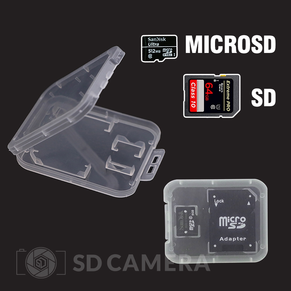 Hộp đựng thẻ nhớ SD, MicroSD, TF, SDHC trong suốt tiện lợi có khóa cài