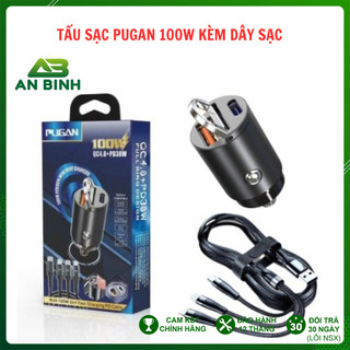 Tẩu Sạc Ô Tô PUGAN 100W, Tẩu Sạc Nhanh Điện Thoại Và Thiết Bị Điện Tử Trên Ô Tô - Bộ Sạc 3 Trong 1 Cao Cấp An Bình Auto