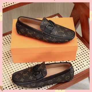 Giày lười da nam công sở LV chính hãng cao cấp, Giày da nam chất liệu da bò nhập khẩu mã QC13 - THỎ NGỌC