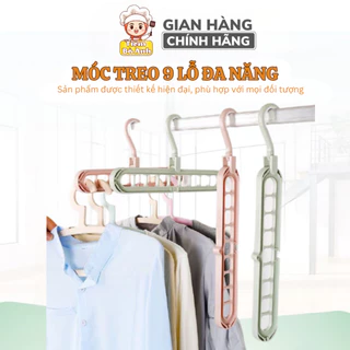 Móc treo quần áo đa năng 9 lỗ tiết kiệm diện tích, treo ngang treo dọc, chất liệu nhựa cao cấp bền bỉ