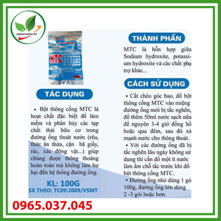 Combo 6 gói. Bột thông cống MTC. Gói 100g