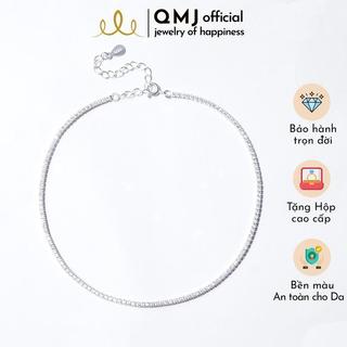 Lắc Chân Bạc Nữ Đẹp QMJ Đính Đá Đơn Giản, Thời Trang Phụ Kiện Trang Sức Bạc 925 Cao Cấp