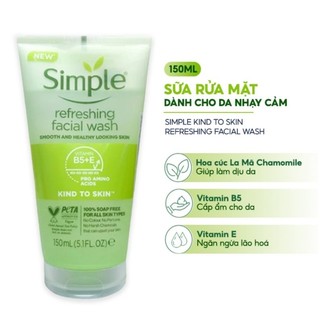Sữa rửa mặt Simple Refreshing facial wash cho da nhạy cảm 150ml