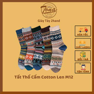 Tất thổ cẩm vintage hoạ tiết dấu cộng m12