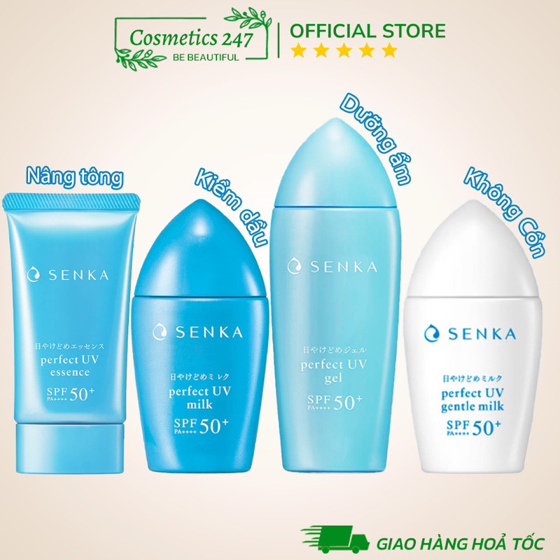 Kem Chống Nắng Senka Perfect UV Dạng Sữa 40ML & Gel 80ML & Essence 50G